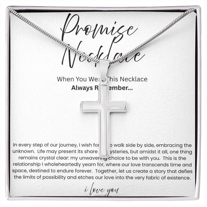 Artisan Cross Necklace with Snake Chain - Promise Necklace